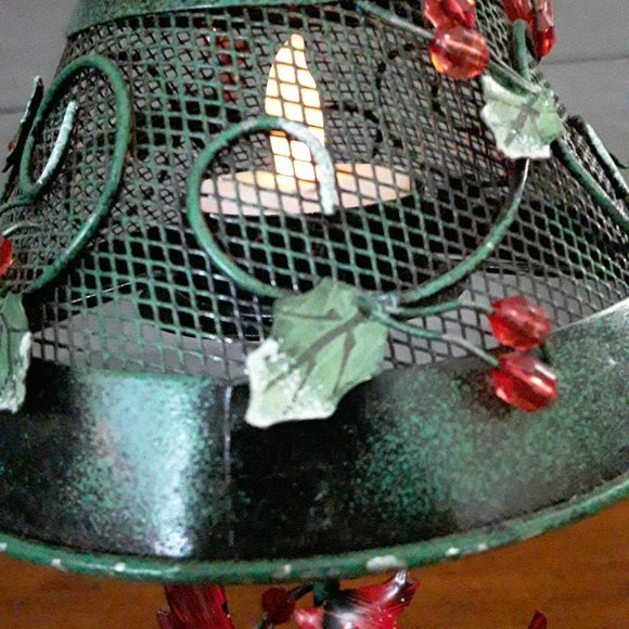 Tin Cardinal Tea Light Holder with Shade - Picture 3 of 5